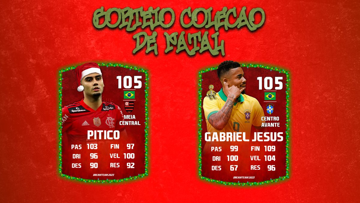 dreamteamdisc1's tweet photo. Sorteio de Pitico e Gabriel Jesus: 
- Serão 24 vencedores, 12 do Pitico e 12 do Gabriel Jesus;
- Para participar você precisa seguir o DreamTeam;
- Comentar ou Retweetar esse tweet

O resultado sai dia 31/12, boa sorte a todos!! https://t.co/1oseeSDbQ3