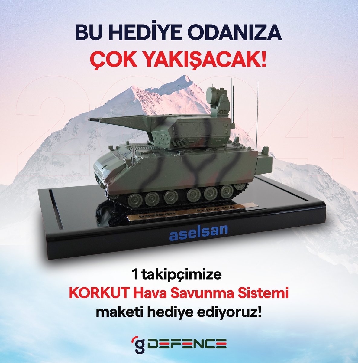 🎁 Yeni Yıl Hediyesi 🥳

🚀 1 takipçimize Türkiye'nin Yerli ve Milli Hava Savunma Sistemi <a href="/aselsan/">ASELSAN</a> KORKUT Maketi hediye ediyoruz!

💢 KORKUT maketi çekilişine katılmak için:

✅ Sayfamızı takip edin.
👍 Paylaşımı beğenin.
↪️ Gönderiyi repost edin.
🎯 Yorum kısmına 3 arkadaşınızı