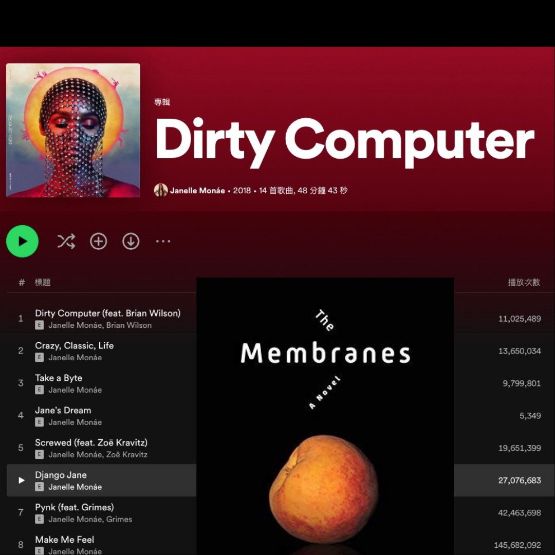 Tawei_Chi's tweet image. 🇹🇼 I found a book lover paired #themembranes with #dirtycomputer (by @JanelleMonae ) on her #booktok. 😍 Please check out her link ➡️ tiktok.com/@ebook.em/vide…