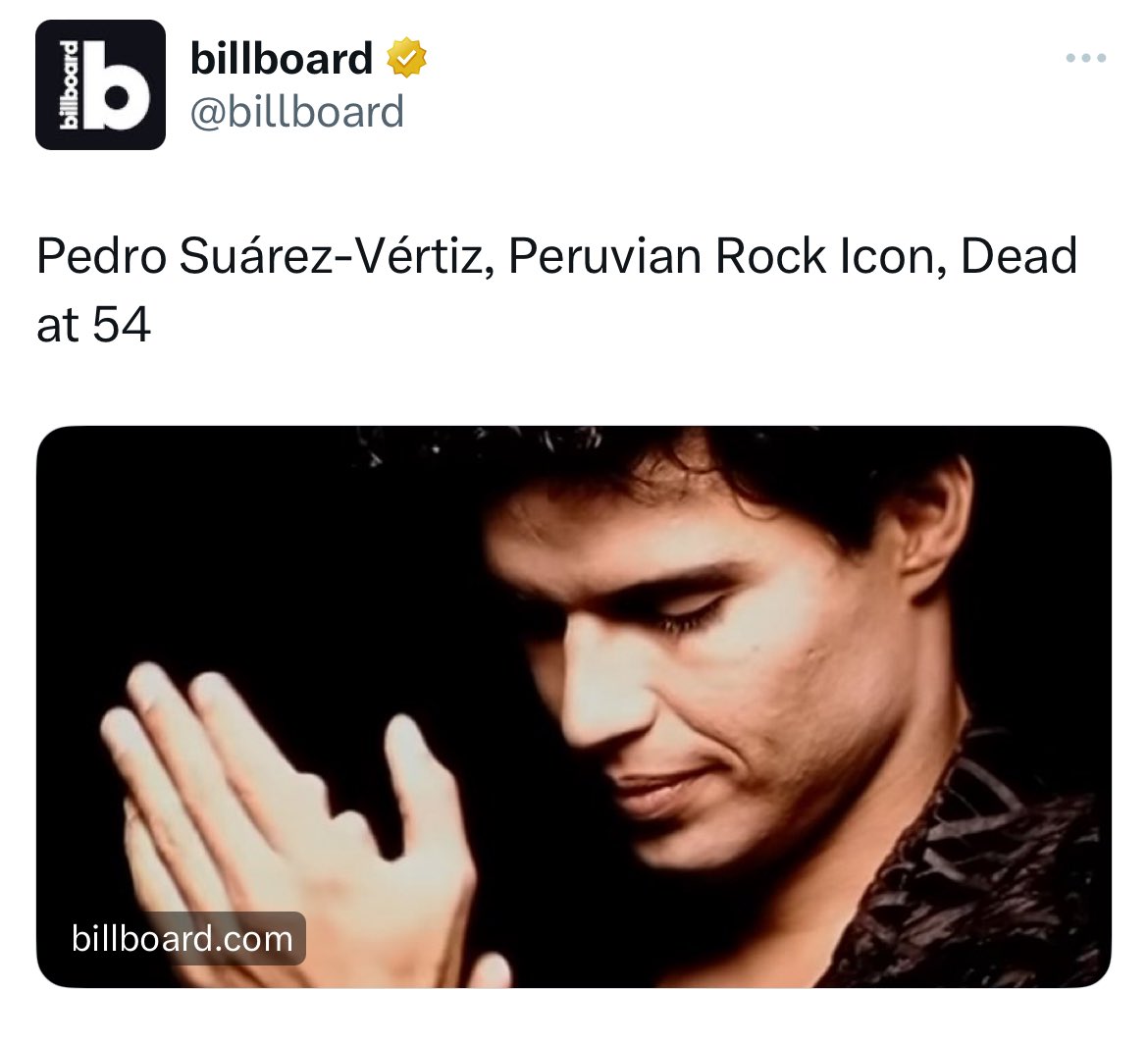 elvictoriano3's tweet photo. Asi es cuando muere un grande. Pedro Suarez Vertiz es recordado por Billboard

PSV ganó discos de oro, doble platino y triple platino (Coperf-Sony Music).

El odio zurdo es porque PSV no apoyó las marchas violentas. Lo odian porque no apoyó su “lucha de clases”.

QEPD Pedro el bueno.