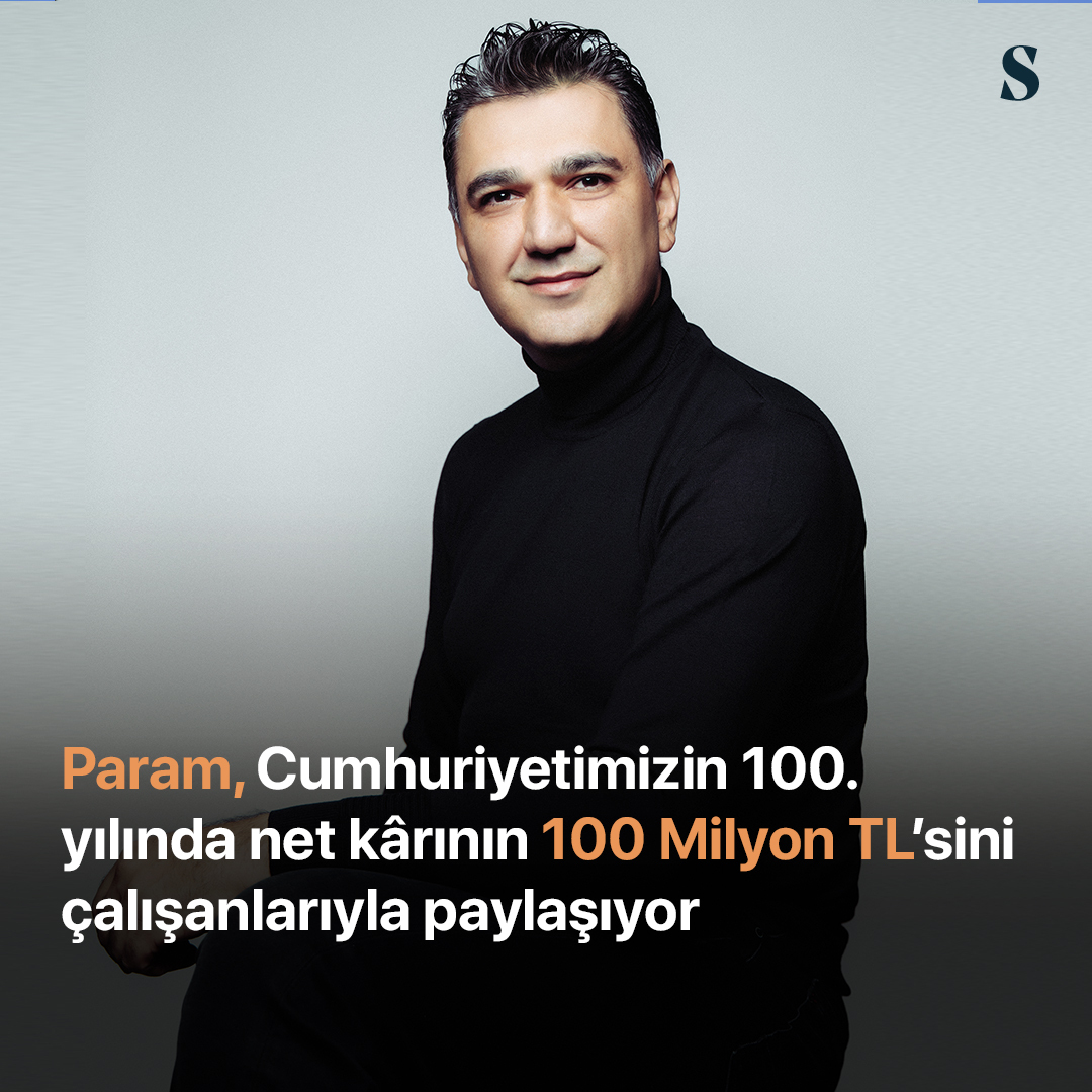 Swipeline_tr's tweet photo. Türkiye’nin en büyük fintech’leri arasında yer alan Param, Cumhuriyetimizin 100. yılında net kârının 100 Milyon TL’sini çalışanlarıyla paylaşma kararı aldı. https://t.co/wSlY1qrp5T https://t.co/7Had01tzHL
