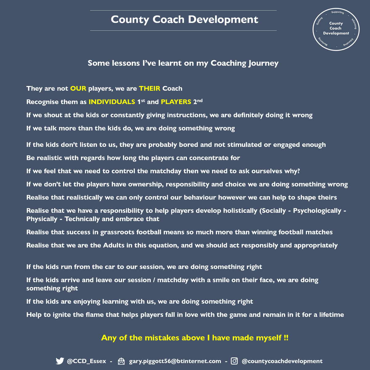 CCD_Essex's tweet photo. Some lessons I've learnt on my coaching journey https://t.co/J928dJw4KK