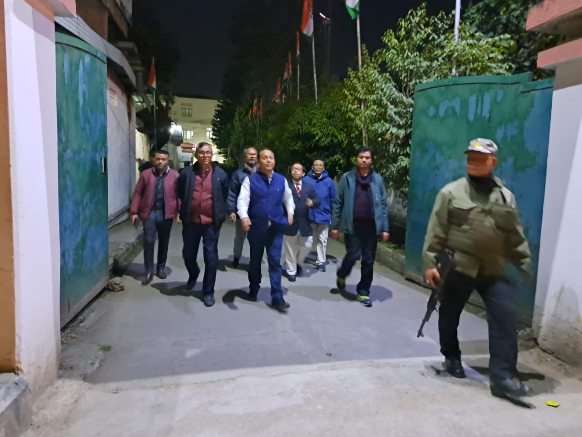 INCManipur's tweet photo. Manipur PCC President Shri  @meghachandra_k and senior party leaders inspecting for #BharatNyayYatra at Congress Bhavan in Imphal at night today. 

MPCC has started gearing up for Bharat Nyay Yatra, which will begin from Manipur on 14th January, 2024.
@RahulGandhi 
@girishgoa https://t.co/tdR9xq4qEw