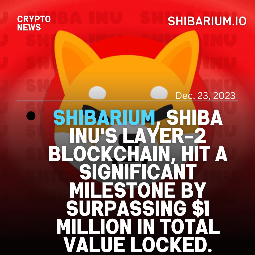 Shibarium_Net's tweet photo. Shiba Inu’s Shibarium TVL Hits $1 Million While SHIB Tokens Grow Scarce! 

This milestone aligns with a significant increase in the burn rate of $SHIB tokens observed over the past weeks.

📰 https://t.co/IIgcQu6h1j

#SHIB #ShibaInu #Shibarium https://t.co/WeylftCnMh