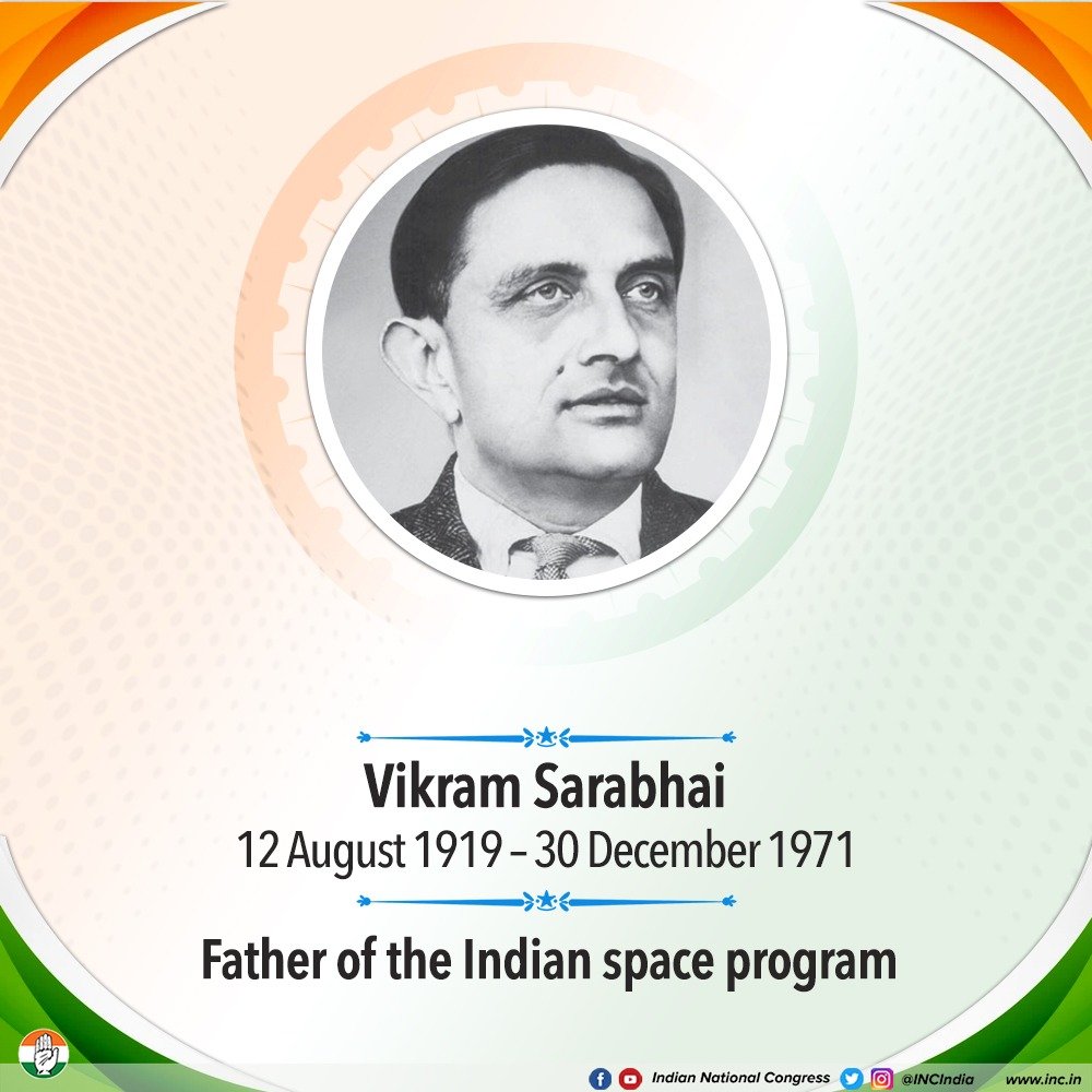 On his death anniversary we pay homage to the visionary space scientist, Dr. Vikram Sarabhai.

As the founder of the Indian space program and a great institution builder, his legacy lives on.

We thank him today for his remarkable contributions to science and technology in India.