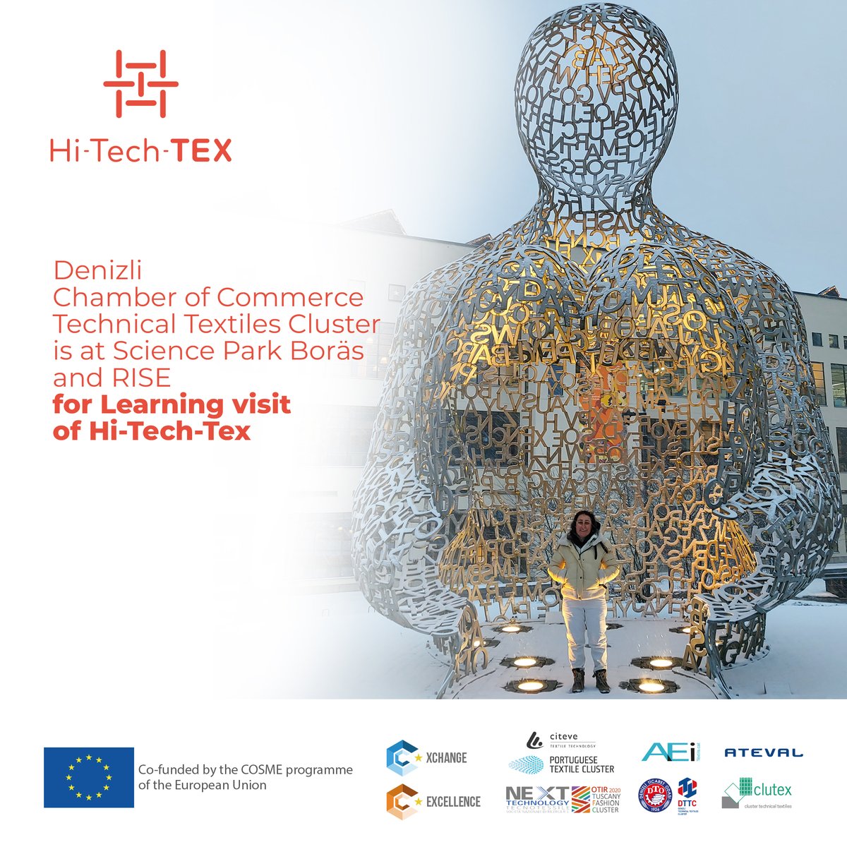 Citeve,  AEi Tèxtils and DCC TTC are at Science Park Boräs and RISE for Learning visit of Hi-Tech-Tex.

<a href="/CITEVE/">CITEVE</a> 
@PTextilecluster 
<a href="/textils_cat/">Tèxtils.CAT</a> 
<a href="/atevaltextil/">ATEVAL</a> 
<a href="/TechTexDenizli/">Denizli Technical Textiles Cluster</a>
<a href="/Clutex1/">Clutex - Klastr technické textilie</a>
<a href="/denizlito/">Denizli Ticaret Odası (DTO)</a>