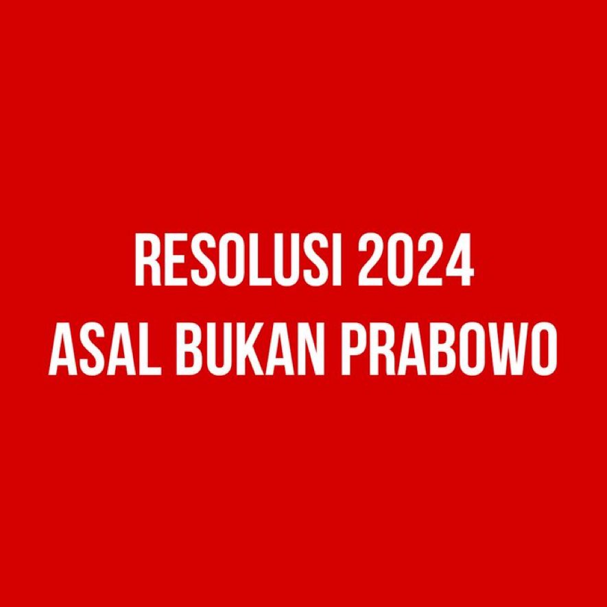 Hestek #AsalBukanPrabowo kok awet ya. Ayo gass lagi....🔥🔥🔥

Resolusi 2024 ASAL BUKAN PRABOWO