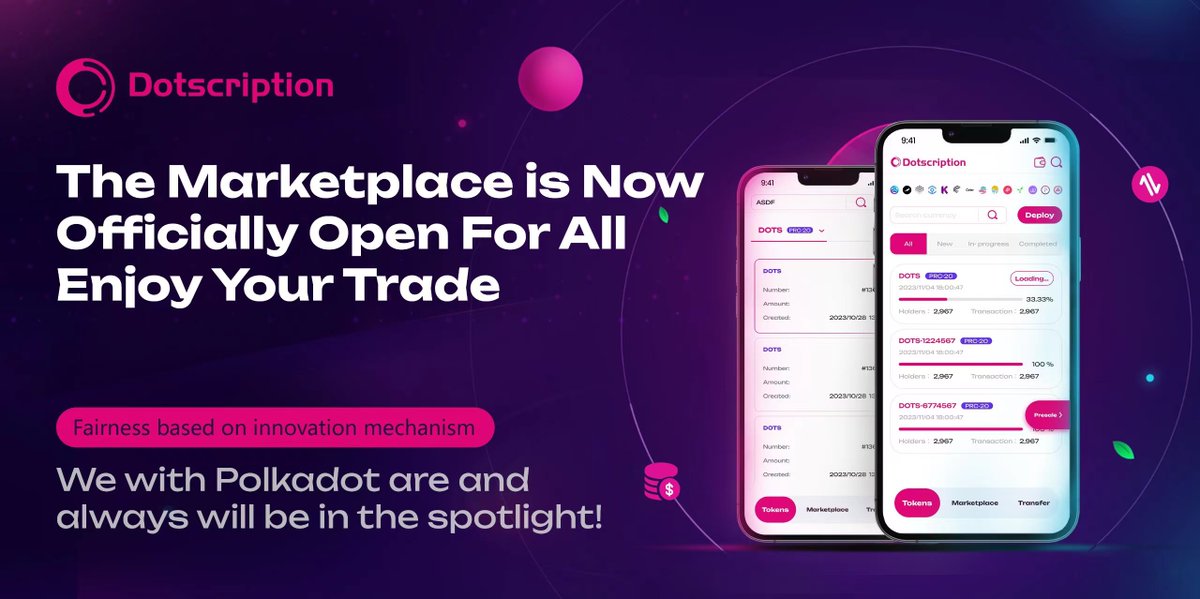 📢📢📢Attention everyone!

Our marketplace is now open! Enjoy your trade!
#PRC20 #dots #inscriptions