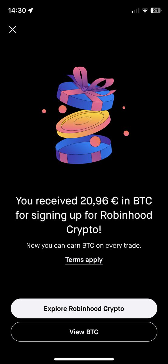 Danke für den referral-link <a href="/Tech_and_Crypto/">M. S.🇨🇳 🇹🇭</a>  -> 10€ eingezahlt und 20€ in Form von BTC bekommen 😍