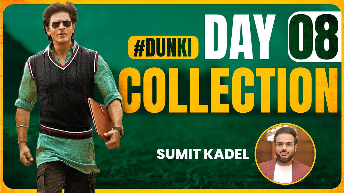 SumitkadeI's tweet photo. #Dunki Had a Strong Extended 8 Days Week in India & Worldwide. Film should have a fair second weekend due to new year holidays. 

⭐️ #India Nett Biz 

Day 1 - ₹ 29.20 cr 
Day 2 - ₹ 20.12 cr 
Day 3 - ₹ 25.61 Cr 
Day 4 - ₹ 30.70 cr 
Day 5 - ₹ 24.32 cr
Day 6 - ₹ 11.56 cr
Day 7 - ₹ 10.50 cr
Day 8 - ₹ 8.21 cr 

Total - ₹  160.22 cr nett 

⭐️ 8 Days Worldwide Gross 

Day 1 - 58 Cr
Day 2 - 45.40 cr
DAY 3 - 53.82 cr
Day 4 - 53.91 cr 
Day 5 - 45.27 cr 
Day 6 - 26.73 cr
Day 7 - 21.87 cr 
Day 8 - 18.77 cr

Total - ₹ 323.77 cr 

#ShahRukhKhan