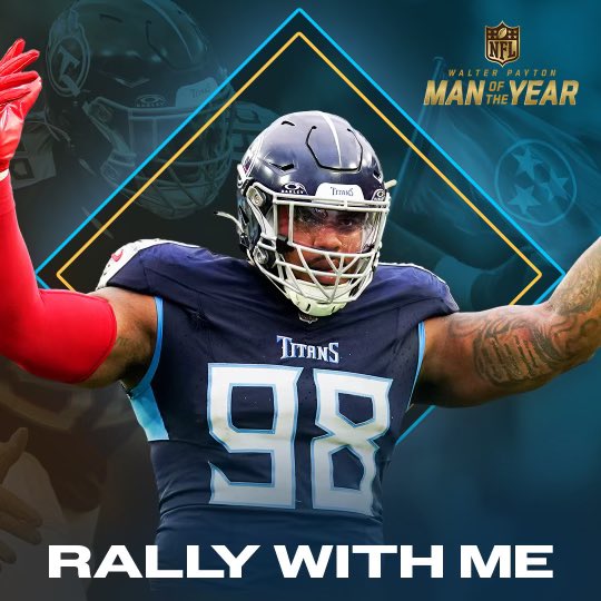 GrindSimmons94's tweet photo. Rally with me Titans fans: Celebrating my WPMOY nomination with my Titans family and I'm giving away some cool prizes to go along with it. We're giving out sideline passes, signed jersey, and a lot more when you hit the link in my bio. All Donation will support my Foundation. https://t.co/gRZLTel75a