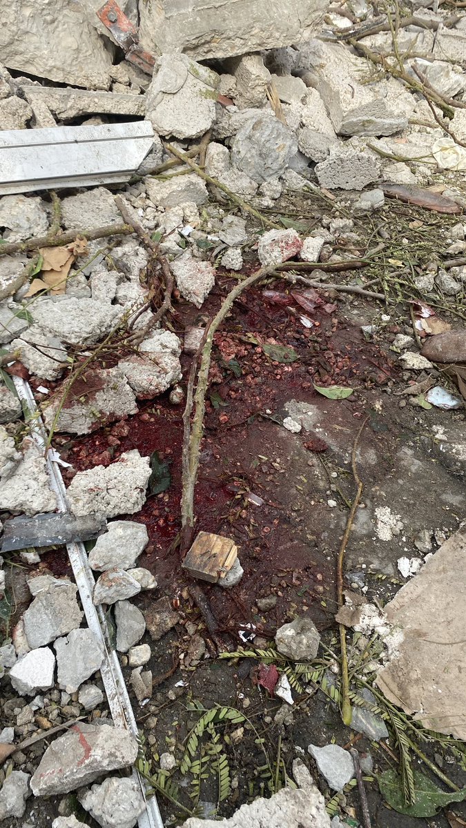 I sat on this chair, I have had my hair cut here. The building was bombed yesterday with two rockets. 9 people were killed including the barber Ayman, pediatric, 4 teens, a mother and two pedestrians tried to help, Maghazi camp, south of Gaza.