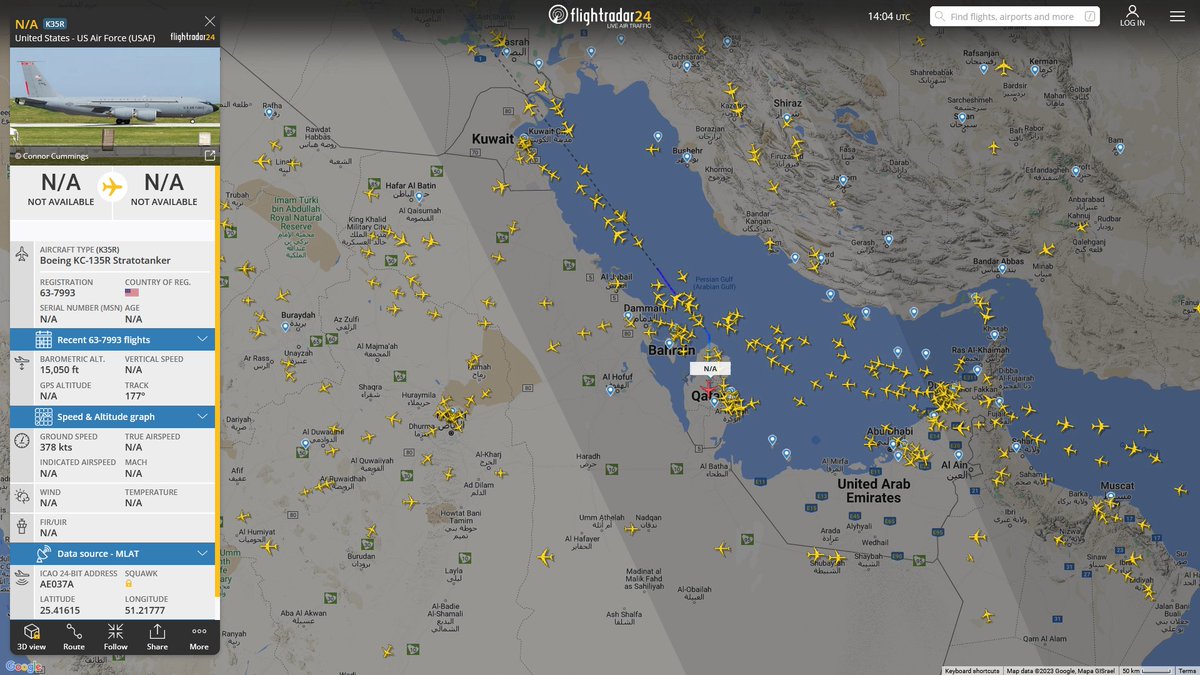 Dec. 29, 2023
#Al-Udeid Air Base #Erbil Governorate, Iraq

#NoCALLSIGN #AE037A USAF KC-135R Stratotanker