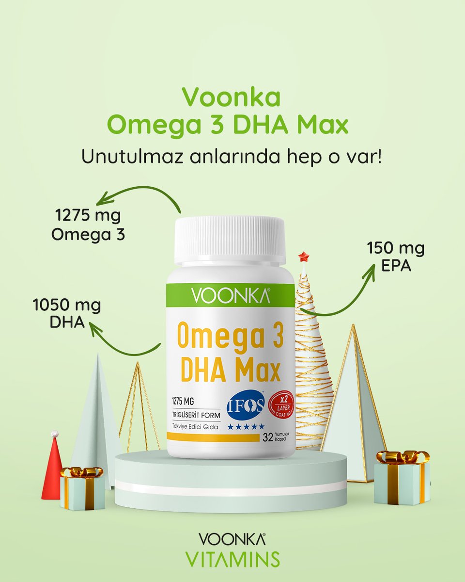 Hayatın her anı unutulmaz, yaşadığın anların hafızandan silinmesini engelle.

Voonka Omega 3 DHA Max, 1 kapsül içeriğinde 1050 mg DHA ve 150 mg EPA bulunur. IFOS (Uluslararası Balık Yağı Standartları) sertifikasına sahiptir.

#Voonka #VoonkaVitamin #Omega3 #Vitamin