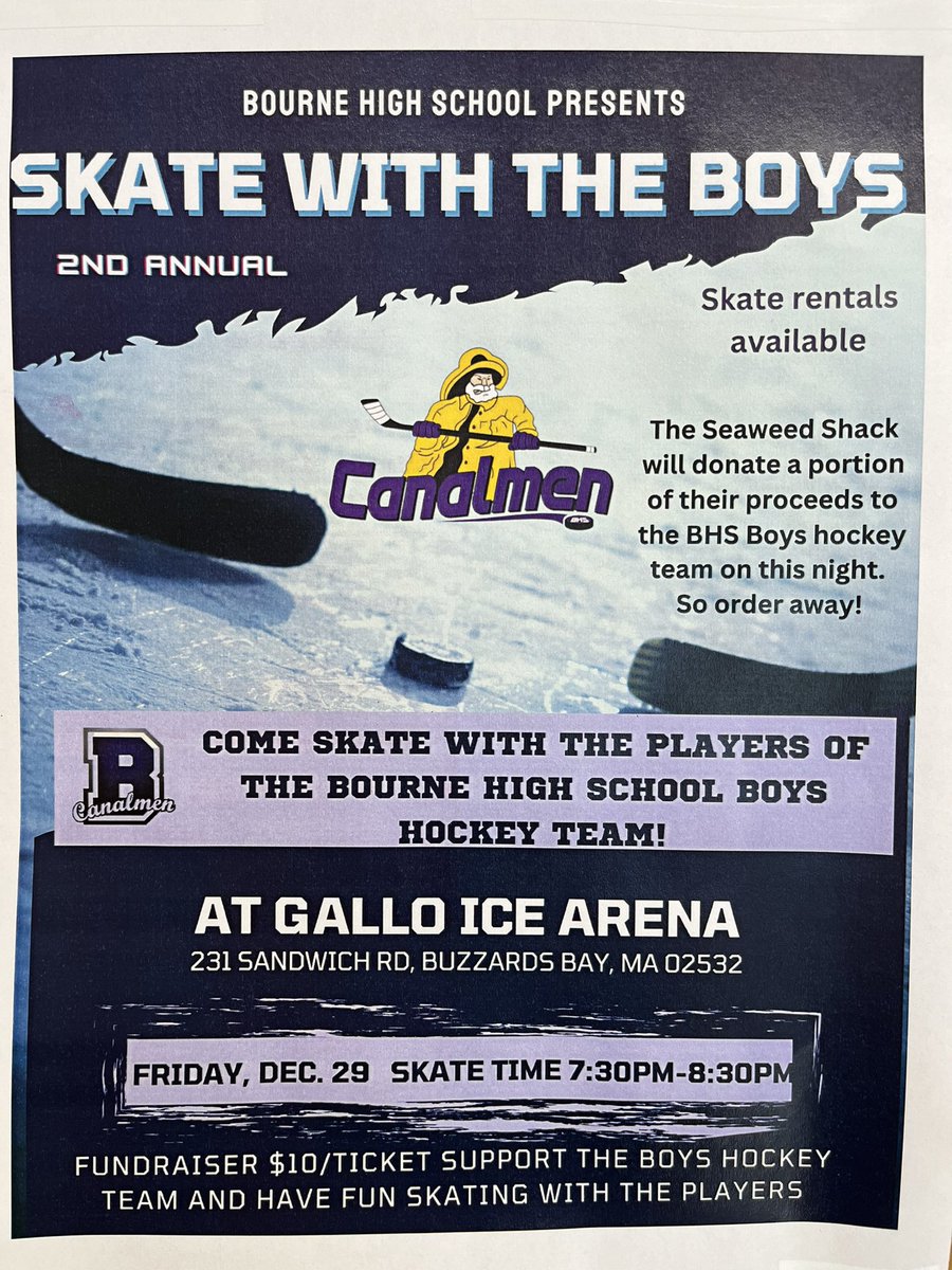TONIGHT’S THE NIGHT! Sk8 w/ the Bourne High Canalmen! #FUNdraiser <a href="/CanalmenHockey/">Bourne Hockey</a> <a href="/bournehs/">𝔹𝕠𝕦𝕣𝕟𝕖 ℍ𝕚𝕘𝕙 𝕊𝕔𝕙𝕠𝕠𝕝</a>