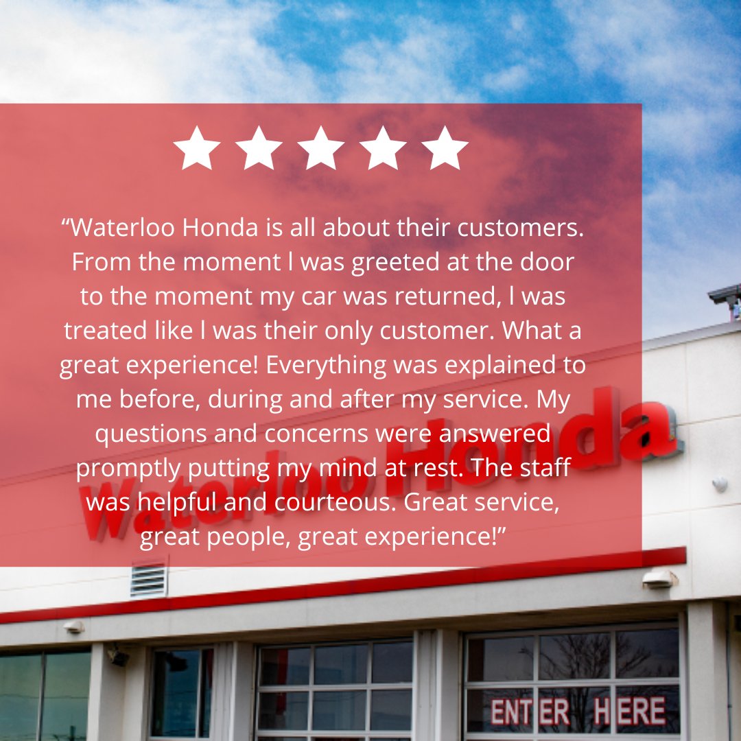 WaterlooHonda's tweet photo. Waterloo Honda is all about their customers.... https://t.co/Q2yQeP8qvE