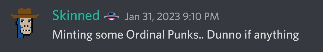 Skinned (Ξ, Ξ) (@whalepoon) on Twitter photo Rather large throwback to the inception of <a href="/OrdinalPunks/">Ordinal Punks</a> - truly wild times! Can't imagine where ordinals might be in a year or two, but I'm here for it. $btc #Ordinals Rather large throwback to the inception of <a href="/OrdinalPunks/">Ordinal Punks</a> - truly wild times! Can't imagine where ordinals might be in a year or two, but I'm here for it. $btc #Ordinals