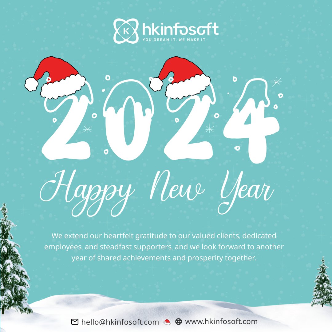 hkinfosoft's tweet image. Cheers to fresh starts, exciting projects, and maybe a few extra cups of coffee. 🎉

Team HK Infosoft wishes you all - A Happy New Year! 🥳

#HKInfosft #YouDreamITWeMakeIT #NewYear2024 #FestiveTreats