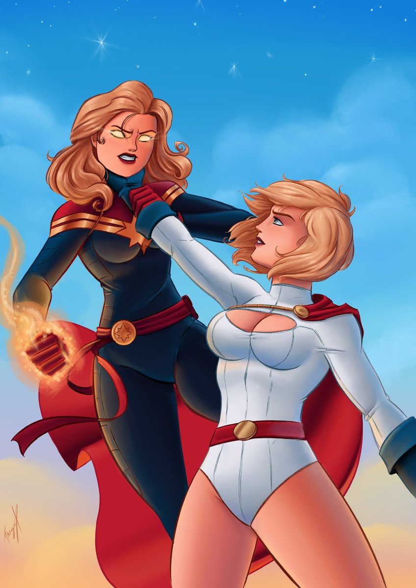 ThiagoPedrini's tweet photo. Já fazia um bom tempo que não trazia o tema de #marvel vs #dc para meus desenhos, e achei que seria muito legal ver uma luta entre a Capitã Marvel batendo de frente com a Poderosa, espero que gostem 😁. #dccomics #marvelcomics #powergirl #capitainmarvel #themarvels #justiceleague https://t.co/d92LrDS1ND