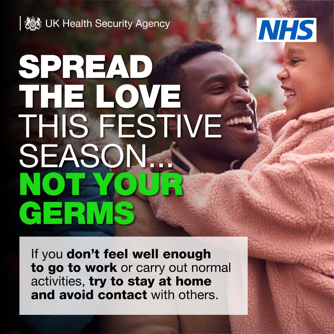 Meeting friends and family this festive season? Help protect those most at risk of severe illness by staying at home and avoiding close contacts with others if you’re showing symptoms of flu, COVID-19 or other illnesses. More info: nhs.uk/live-well/seas…