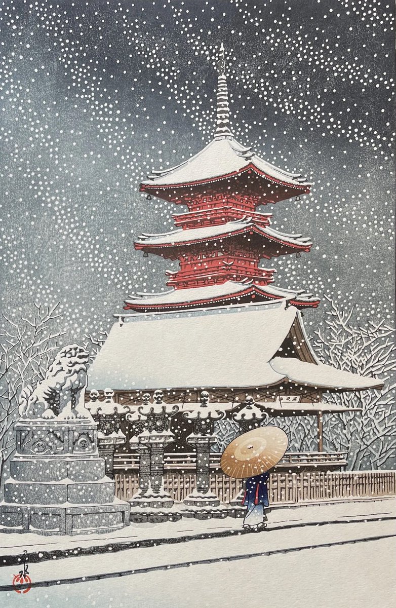 Kawase Hasui - Snow at Toshogu in Ueno, 1929