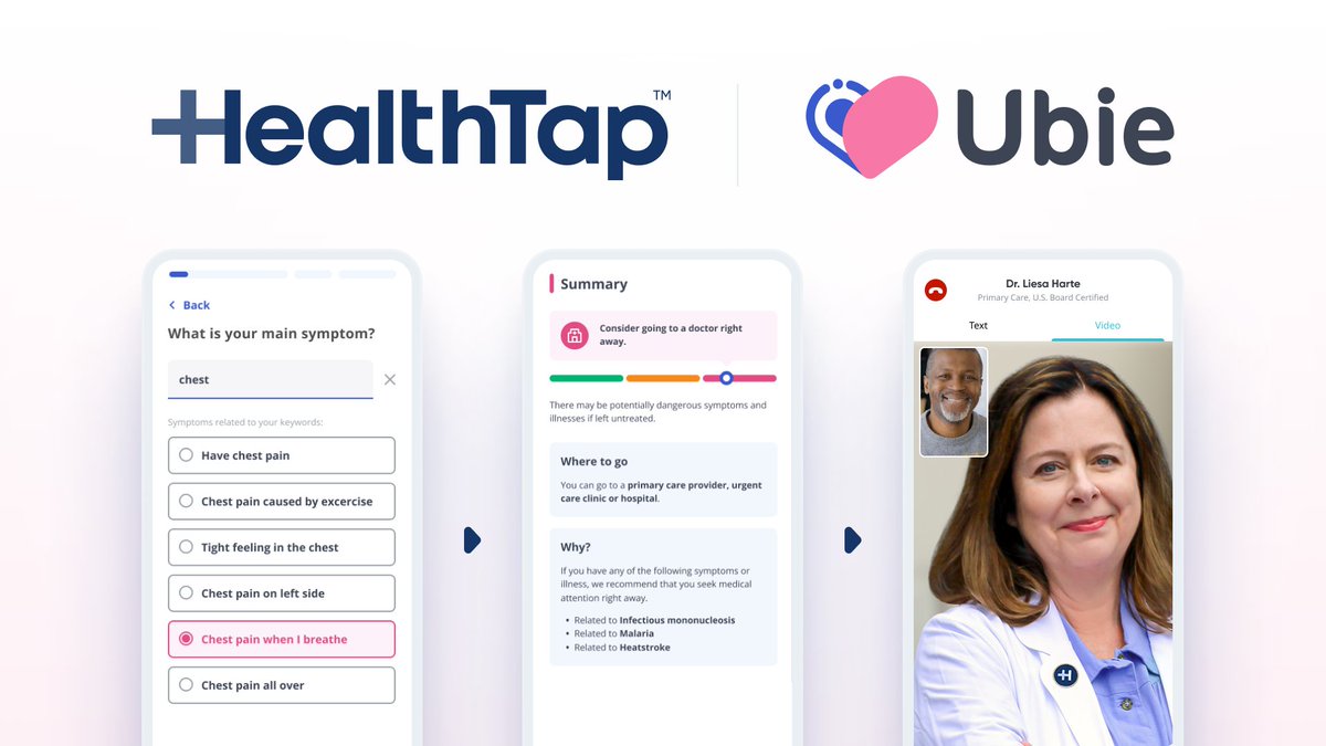 One of our many proud moments this year was entering into a partnership with @Ubie. People using their AI-powered symptom checker can now book an appointment with a HealthTap doctor directly from Ubie's platform.