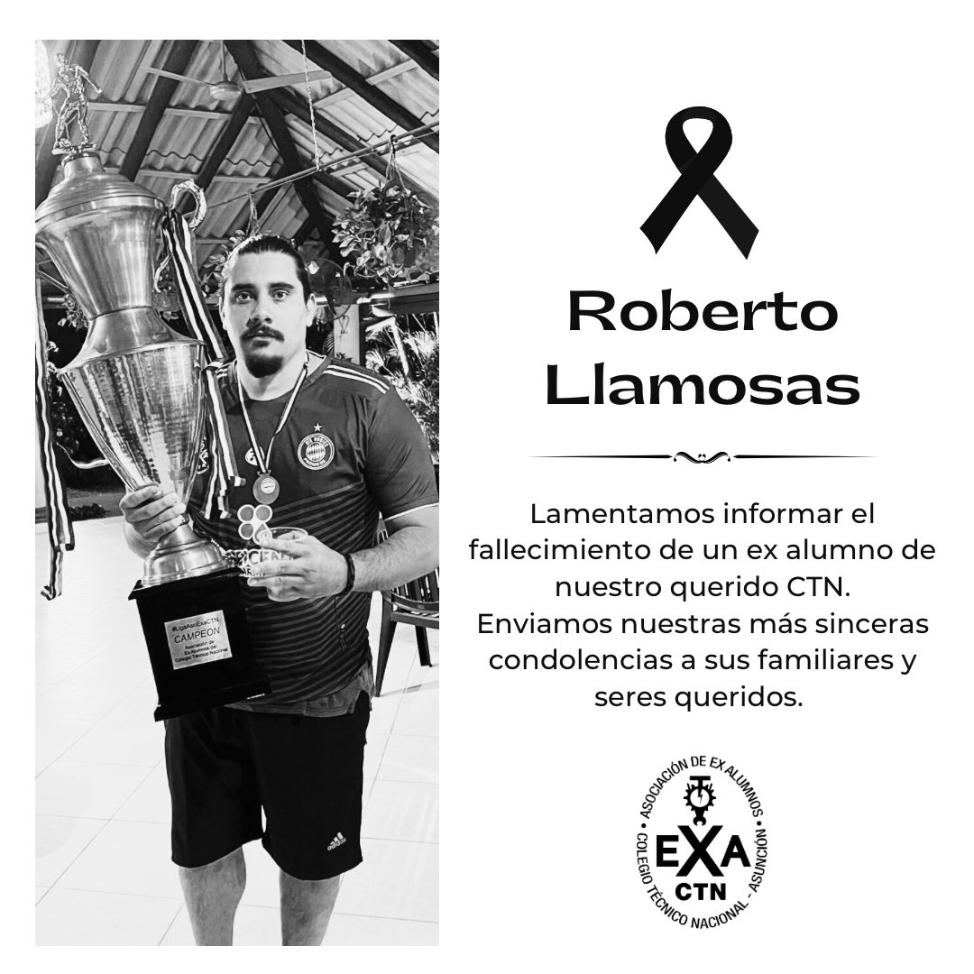 ExaCtnDeportes's tweet photo. Lamentamos la pronta partida de un gran compañero, exa CTN Roberto Llamosas.
Campeón con EIK MUNICH 96 Torneo Apertura 2022.
Enviamos nuestras sentidas condolencias a su familia y amigos.
El velatorio se llevará a cabo en Funeraria Luján de San Lorenzo, a partir de las 17:00 hs. https://t.co/d59jW1ZQ5M