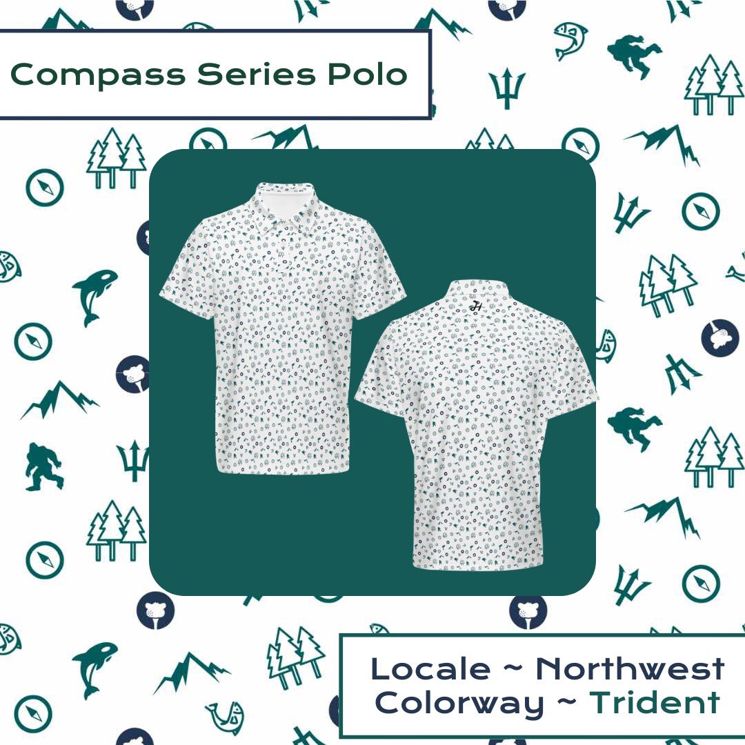 New Compass NW Polo, color way “Trident” We promise you’ll like this polo more than 54% 😳 #goMs #hamstergolf #golfapparel #localapparel 

hamstergolf.com/products/compa…