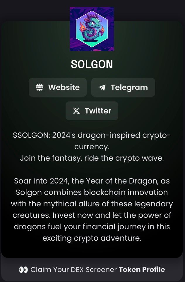 SolgonSOL's tweet photo. $SOLGON SOCIALS ARE NOW UPDATED ON DEXSCREENER.
https://t.co/TlxfbvDE5h
#SOLGON #SOL #SOLANA https://t.co/mCyWjjJk2O