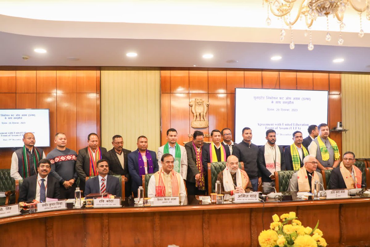 iKaushikBaruah's tweet photo. Kudos to the exemplary leadership of Hon'ble PM @narendramodi &amp; Hon CM @himantabiswa for bringing about a remarkable era of peace and growth throughout Assam. Their commitment to progress is truly commendable. Today's accord with ULFA is another milestone #ModiUshersPeaceInAssam https://t.co/Nf7mqNjwuW