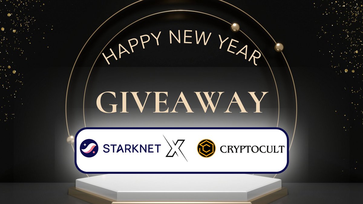CryptoCultClub's tweet photo. 🎉 New Year Celebration Giveaway with @Starknet 🌟

To kick off the New Year with a bang, we're hosting an exciting giveaway! 
🎁 Follow these simple steps for a chance to win 100 $STRK Token :

1. Like & Retweet: Give our post a thumbs up 👍 and retweet it to spread the joy!

2. Fill the Form: https://t.co/sZum8DaOZe

3. Tag 3 Friends: Tag 3 friends who would love to join the celebration! 🤝

🚀 Don't miss out on the chance to win fantastic prizes and start the year on a high note with @Starknet @myBraavos @argentHQ @StarknetFndn 
Good luck to everyone! 🎊 #StarknetNewYearGiveaway #CelebrateWithStarknet
#Starknet