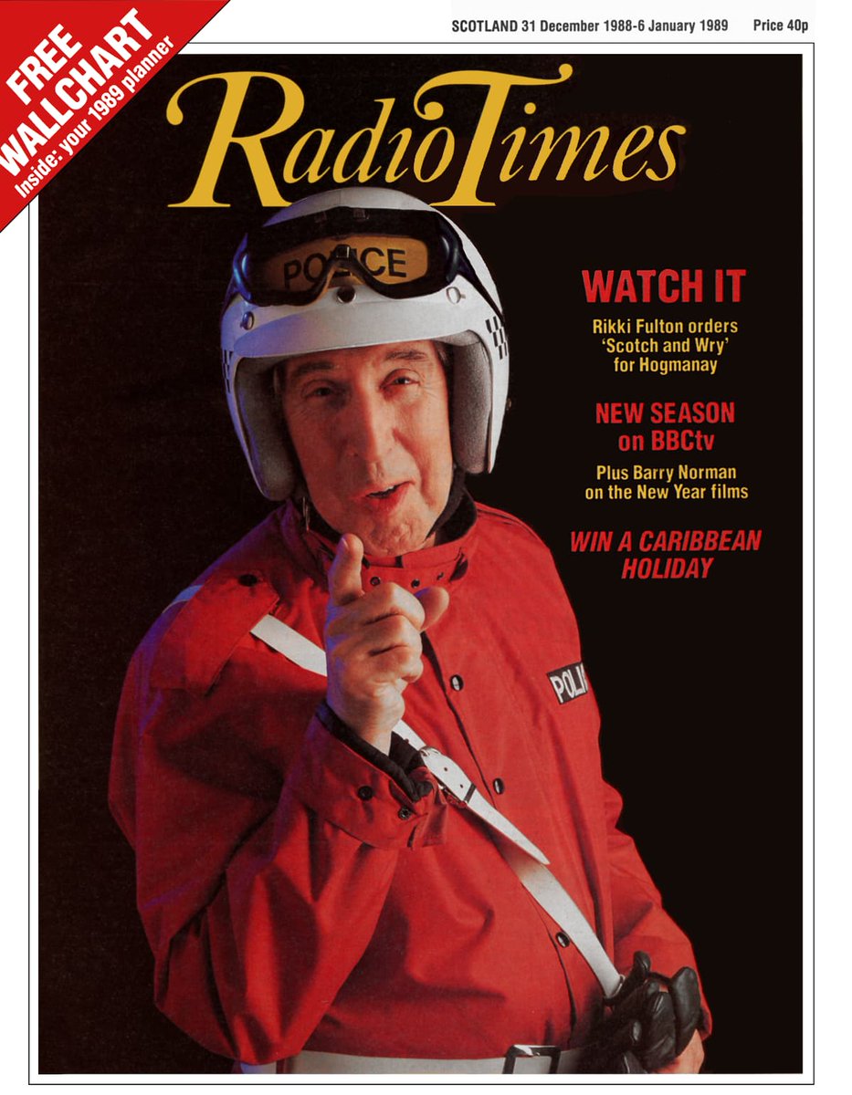 Rikki Fulton as Supercop in Scotch and Wry on the front cover of the Radio Times, December 1988. Pic: Scotland On-Air.