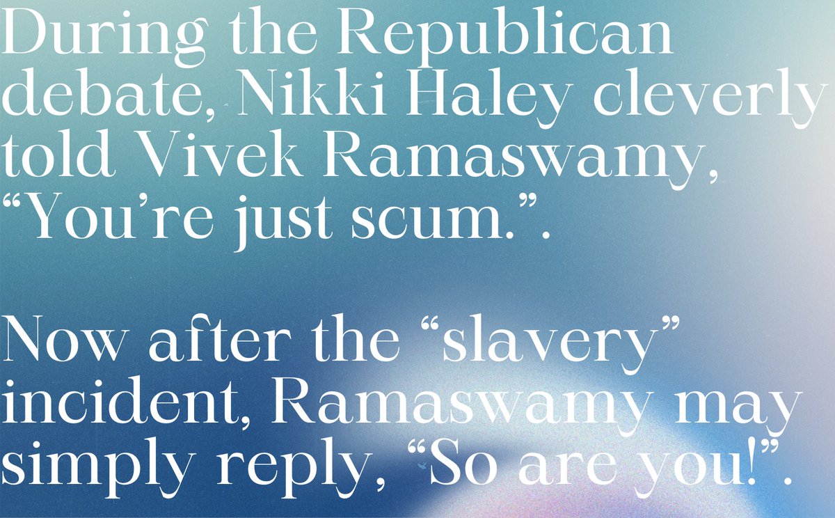 PoohLunt's tweet photo. Nowadays a moderate republican is as rare as a white peacock.
#14thAmendment #Slavery #NikkiQuestions #NikkiHaley #VivekRamaswamy #Civil_War #RepublicanParty https://t.co/IJ4xxQzfPm