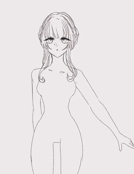 お嬢の衣装作ってもらうために衣装の図解描いてますおゆまる思ったんだけど鉛筆みたいなツール使ったらなんか普段描いてる絵と顔変わるな…面影はあるけども笑 