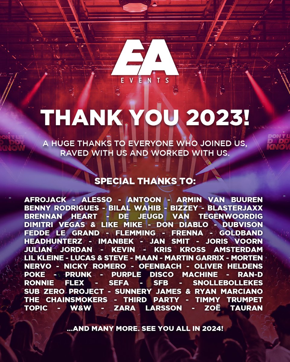 EA_EVENTS's tweet photo. THANK YOU π€ SEE YOU ALL AGAIN IN 2024! #EAEVENTS https://t.co/mmQ7xP2OI8