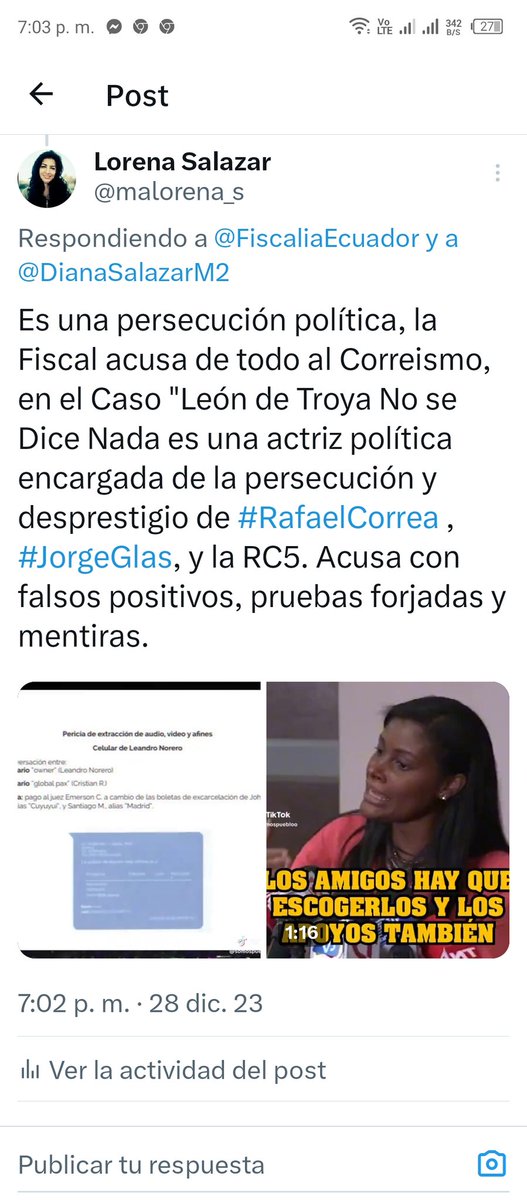 malorena_s's tweet photo. @FiscaliaEcuador @CorteNacional La pregunta a la Fiscal Diana Salazar¿Por qué dejó libre a #PabloRamirez que es quién le entregó el manejo de la cárcel y todos los privilegios a #Norero Justicia a la Carta. Todo es una persecución política "METÁSTASIS" ES SOLO DISTRACTOR 🚨 para apoderarse de la Justicia https://t.co/WYxzjs63ZQ