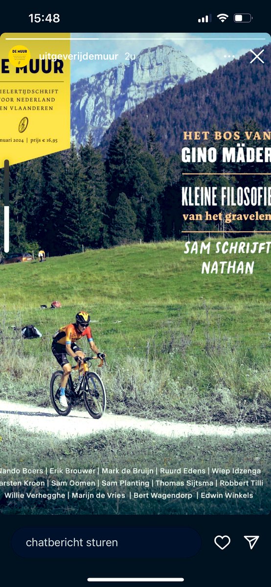 Nieuwe <a href="/LeesDeMuur/">Uitgeverij De Muur 🚴‍♂️</a> is on it’s way! 
Met onder andere <a href="/edwinwinkels/">edwin winkels</a> op bezoek bij <a href="/PelloBilbao1990/">Pello Bilbao</a> en ‘ons’ <a href="/SamOomen/">Sam Oomen</a> die zijn ploeggenoot <a href="/NVHooydonck/">Nathan Van Hooydonck</a> een bijzondere brief schrijft.
Plus: nog veel meer! (O.a. <a href="/TiesjBenoot/">Tiesj</a>)