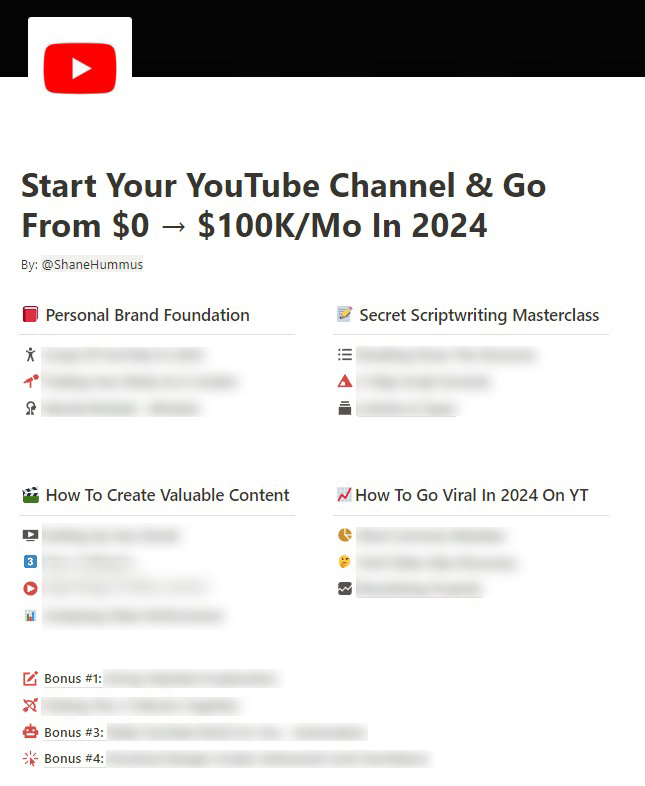 I've helped 15 creators in 2023 rank top 1 in YouTube search for their niches.

Making $50,000/m - $100,000/m from their YouTube Channel.

So I created the Ultimate YouTube Guide for YOU to Start your channel in 2024 &amp; take a bite from the $250B creator economy.

Want It? 

Like