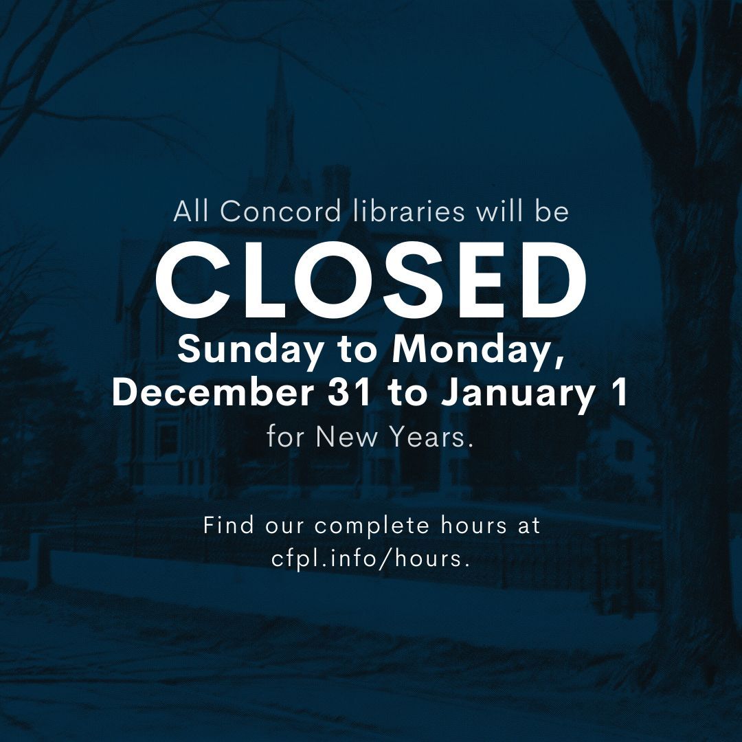 Both Library branches will be closed Sunday to Monday, December 31 to January 1, for New Years. We will reopen with regular hours Tuesday, January 2.