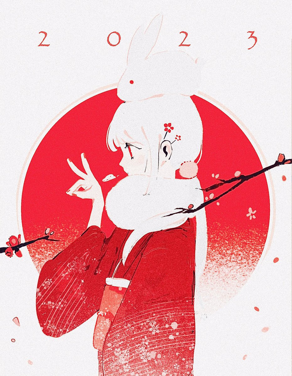 1girl japanese clothes solo kimono white hair flower profile  illustration images