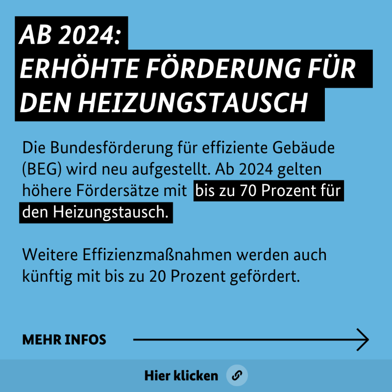 BMWE_'s tweet photo. Höhere Förderung für den Heizungstausch: Mit bis zu 70% werden Bürgerinnen und Bürger ab sofort beim Einbau einer neuen, klimafreundlichen Heizung unterstützt. Alle Details: https://t.co/6aFnLV16za