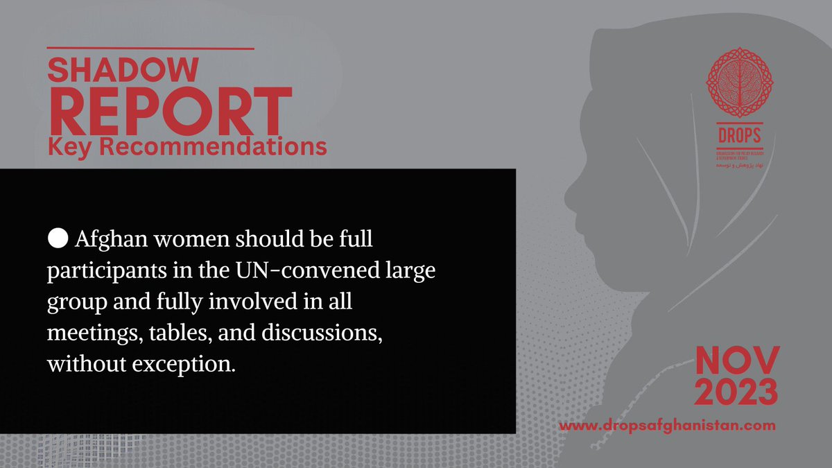 drops_afg's tweet photo. Today as the #UNSC votes on a draft resolution on the Afghanistan Independent Assessment, we urge Council members to ensure their decisions reflect the following 11 recommendations. 🧵1 of 11
#genderapartheid #DROPSReport
Click here to read full report: https://t.co/UuucFerNGb https://t.co/1GCcFd2Yw0