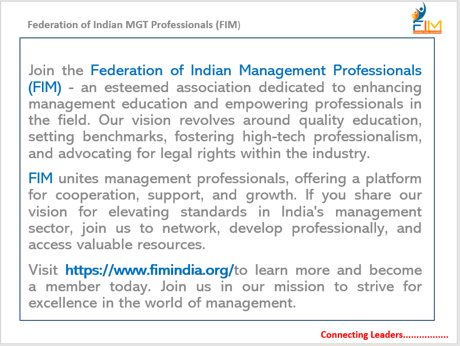 Join FIM! It's a great opportunity to unite management students and Professionals in India for the first time. Together, we can grow and showcase our strength. #FIM #managementskills  fimindia.org/become-a-membe…