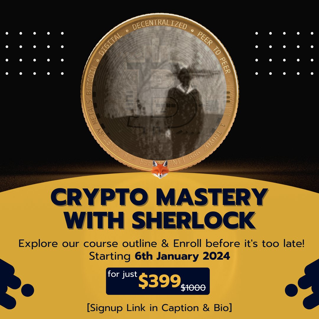 foxianorg's tweet photo. Mentorship price dropped to $399 only for this week and only 50 seats available!

@Sherlockwhale giving the Best New Year Gift for every crypto enthusiast out there!💡

The course offers 15 comprehensive learning modules from beginner to advanced training, that help you trade like a pro!⚡

Lifetime access of all the class recordings that you can access anytime, anywhere!🔎

Premium tools for free, Interactive Q&A sessions and much more!💥

You can sign up for the course directly via the website  - https://t.co/QWDCxdsXCb

Join our discord for more details - https://t.co/ITSv7lFCgy