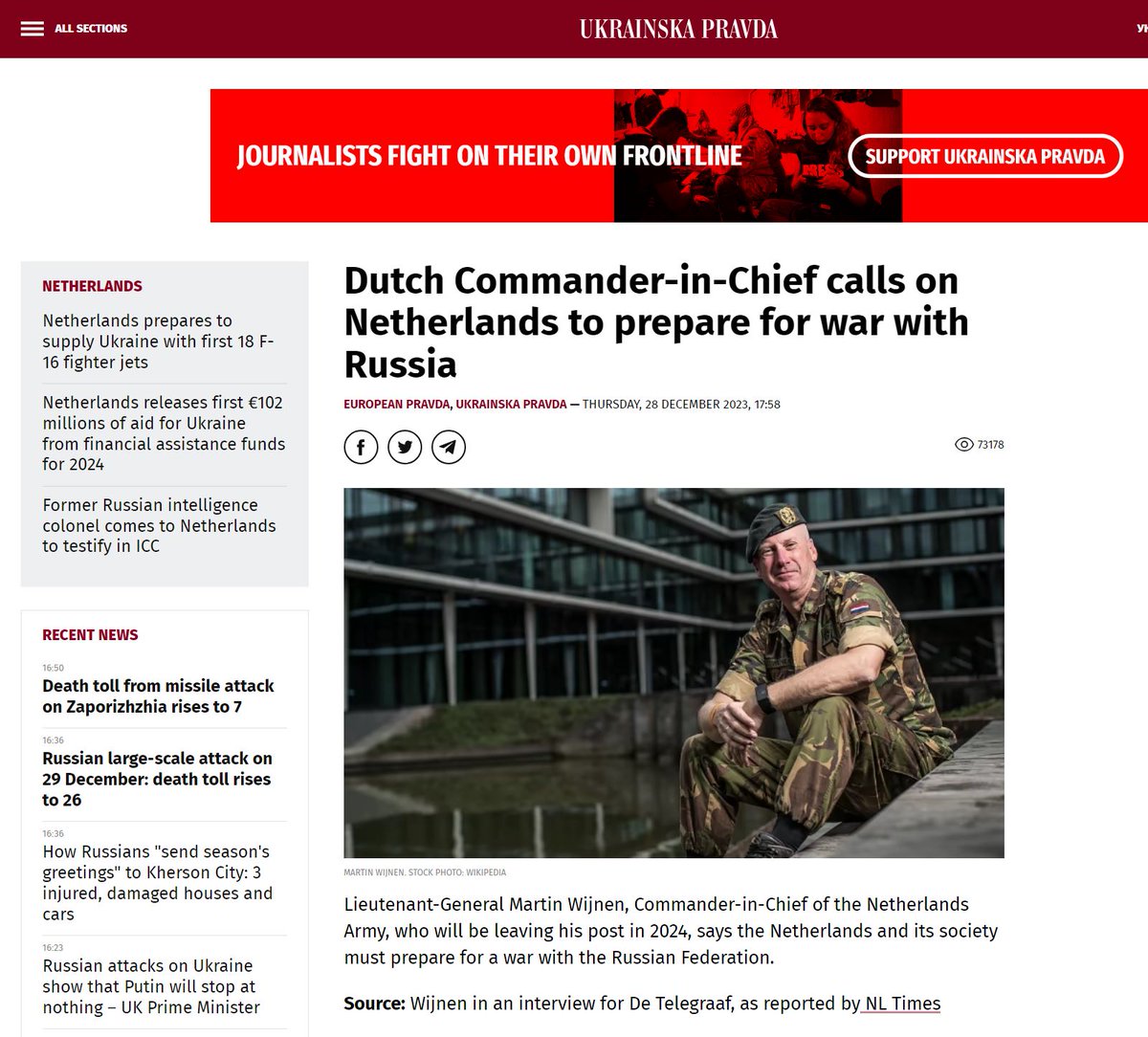 Lieutenant Général dit a la population des pays bas de ce préparer a la guerre