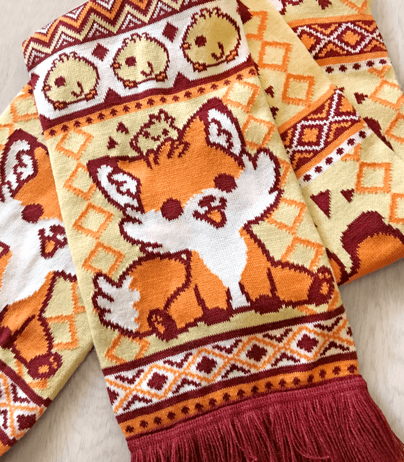 celesse's tweet photo. Doki Fox scarves are finally back!! 🦊🐥🧡 https://t.co/wr5aSDSofH