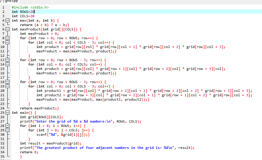 ArunmathavanK's tweet image. To find the greatest product of four adjacent numbers in same direction in the grid
#Euler #360daysofcode