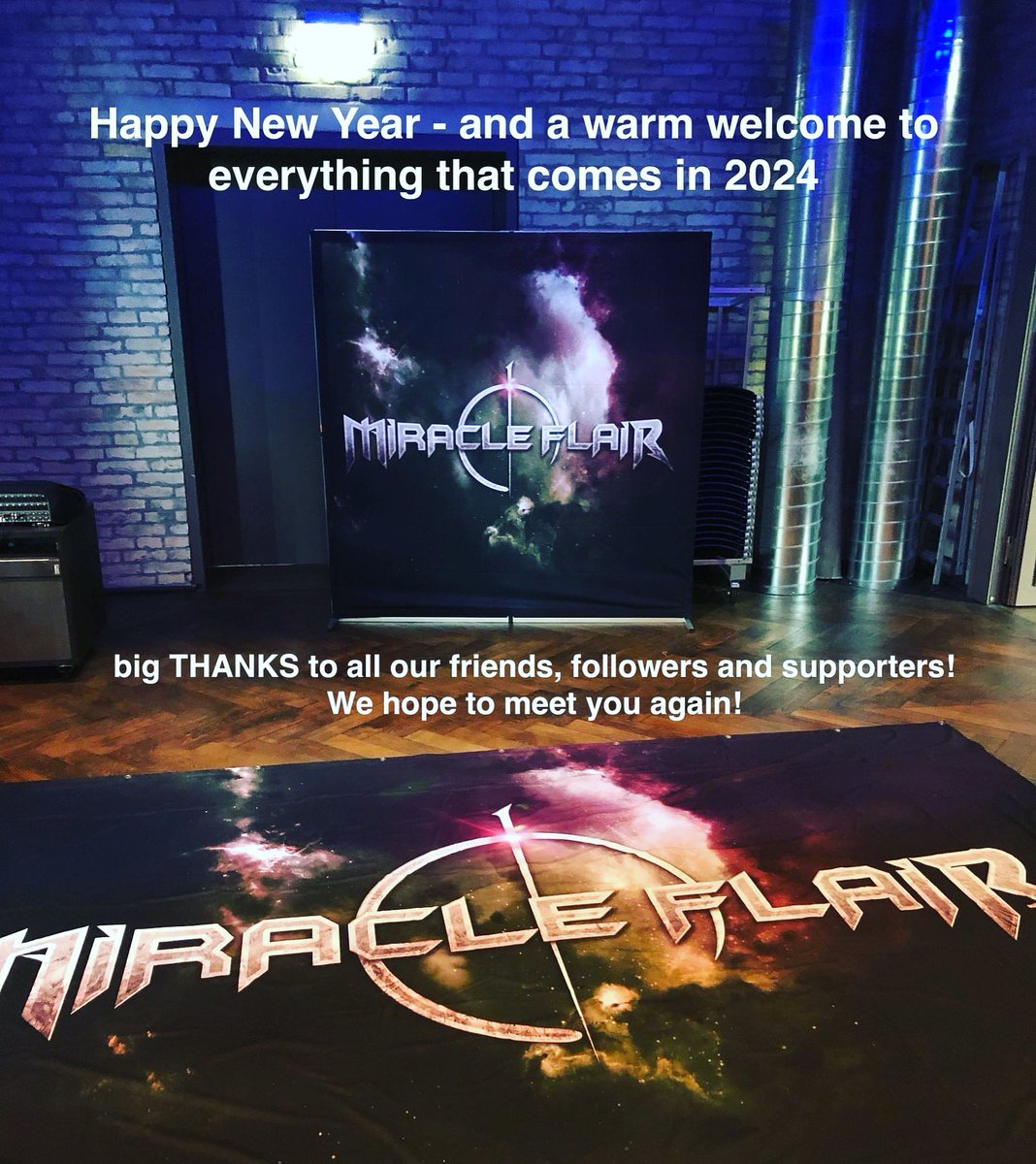 Three days early, but with gratitude and good vibes for everyone. We are looking forward to the next round!

#HappyNewYear #thankful #miracleflair #melodicmetal #metalmusic #followers #friends #supporters #miracleflair 
<a href="/Miracle_Flair/">Miracle Flair</a> <a href="/massacrerec/">Massacre Records</a>