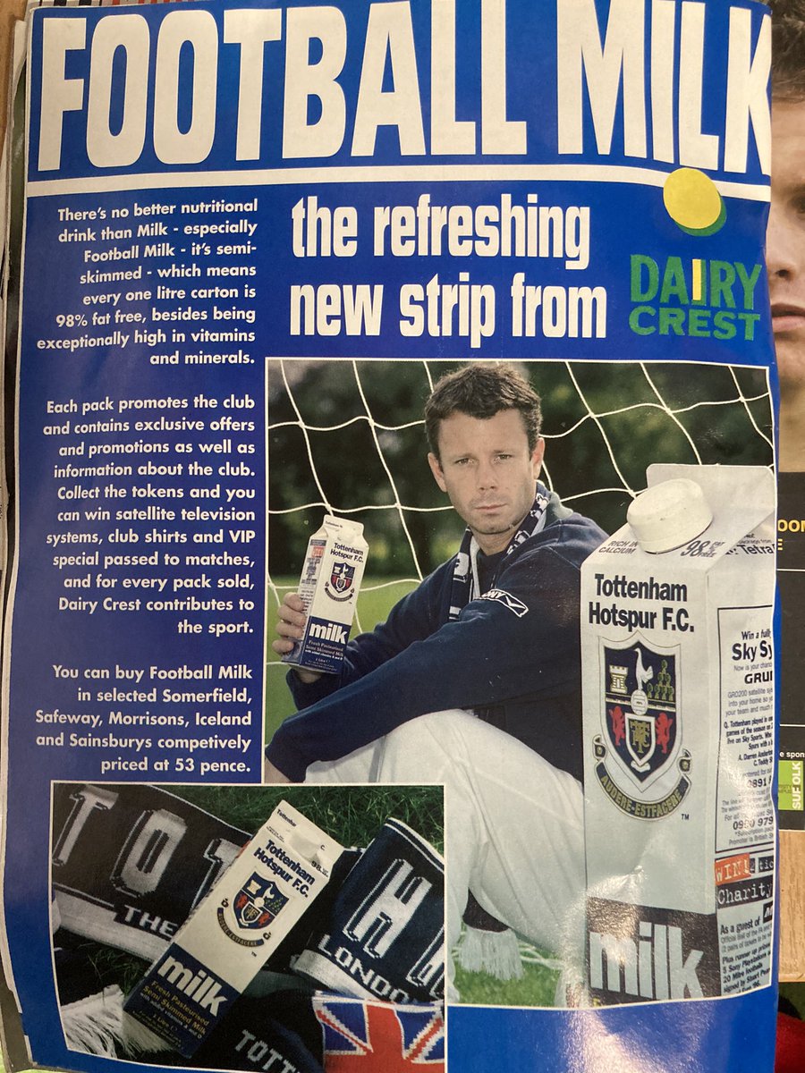 TheKitmanUK's tweet photo. Football Milk ⚽️���� 

Did anyone ever used to drink Tottenham Hotspur Football Milk?! 🤣

Expecting loads of ‘sour’ puns on this! 🙈🤪

#ClassicAd #FootballMilk #COYS #TottenhamHotspur #THFC https://t.co/4ldRBLCIKq